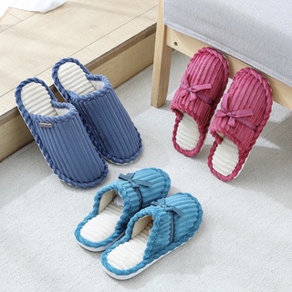 สินค้า รองเท้าใส่ในบ้าน slipper สลิปเปอร์ ผูกโบว์🎀  นิ่มใส่สบาย (life）