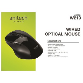 Anitech เมาส์ไร้สาย WIRELESS MOUSE W219 (รับประกัน 2ปี)