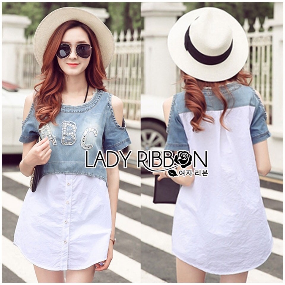 lady-miranda-casual-cut-out-denim-and-button-down-cotton-dress