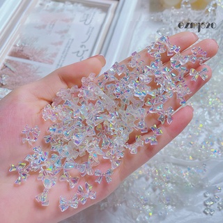 【AG】50Pcs/Set Nail Bow Ornament Aurora 3D Resin Manicure Glitter Bowknot DIY Rhinestone for Beautify