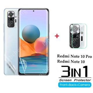 3 in 1 Xiaomi Redmi Note 11 Pro 5G Note10 4G Note10S Back Film+Screen Protector Soft Protective Film Full Cover Clear Transparent Hydrogel Film Not Glass Anterior membrane back membrane Lens Glass