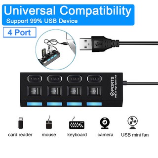 USB HUB 2.0 High Speed 4/7 Port USB 2.0 High Speed Mini Switch Hi-Speed ON / OFF ตัวเพิ่มช่อง ยูเอสบี พร้อม ตัวอ่า