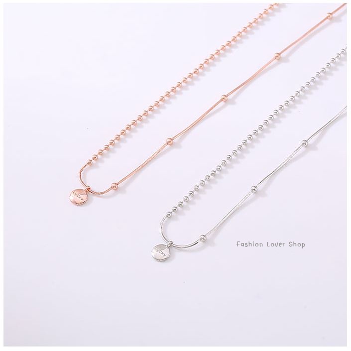 พร้อมส่ง-สร้อยคอ-สร้อย-สร้อยเงิน-mini-lucky-จี้กลม-925-sterling-silver-มินิมอล-minimal-สีโรสโกลด์-สีเงิน-จี้สลัก-lucky