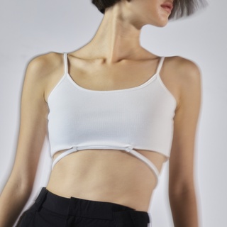 COWORKER - tied rib crop top (TEE.02)