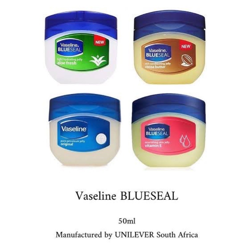 ภาพหน้าปกสินค้าVaseline Blueseal Pure Jelly Made from South Africa นำเข้า วาสลีน เจลลี่ 50g. จากร้าน siriya_beauty บน Shopee