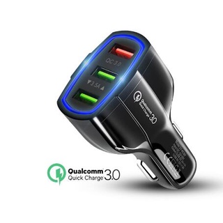 สินค้า Qc 3.0 3 USB Car Charger Quick Charge 3.0 3-Ports Fast Charger สําหรับรถ ชาร์จโทรศัพท์ อะแดปเตอร์ชาร์จโทรศัพท์มือถือ