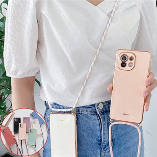 เคสโทรศัพท์มือถือ ซิลิโคนนิ่ม พร้อมสายคล้องคอ ชุบไฟฟ้า สําหรับ XIAOMI Redmi 10C 10X PRO 9C 9A Note 11E 11 PRO 11S