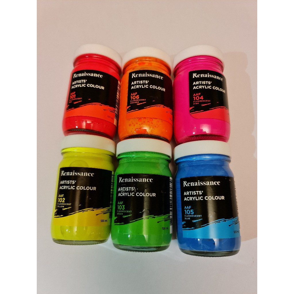 ภาพหน้าปกสินค้าสีอะคริลิคสะท้อนแสง 120 ml. Renaissance Artist's Fluorescent Acrylic colour เกรดอาร์ตติส เรนาซองซ จำนวน 1 ขวด