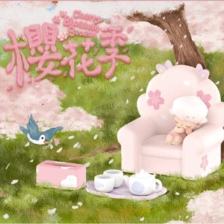 [Ashali] กล่องสุ่ม แฮนด์เมด ลาย POPMART POPMART DIMOO House Sakura Series สีชมพู ของขวัญ สําหรับตกแต่งบ้าน