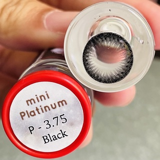 mini Platinum Black Contact lens คอนแทคเลนส์ สีดำ Pitchy ฝาแดง ค่าสายตา สายตาสั้น เลนส์สายตา เลนส์สีดำ มินิ บิ๊กอาย 3.75