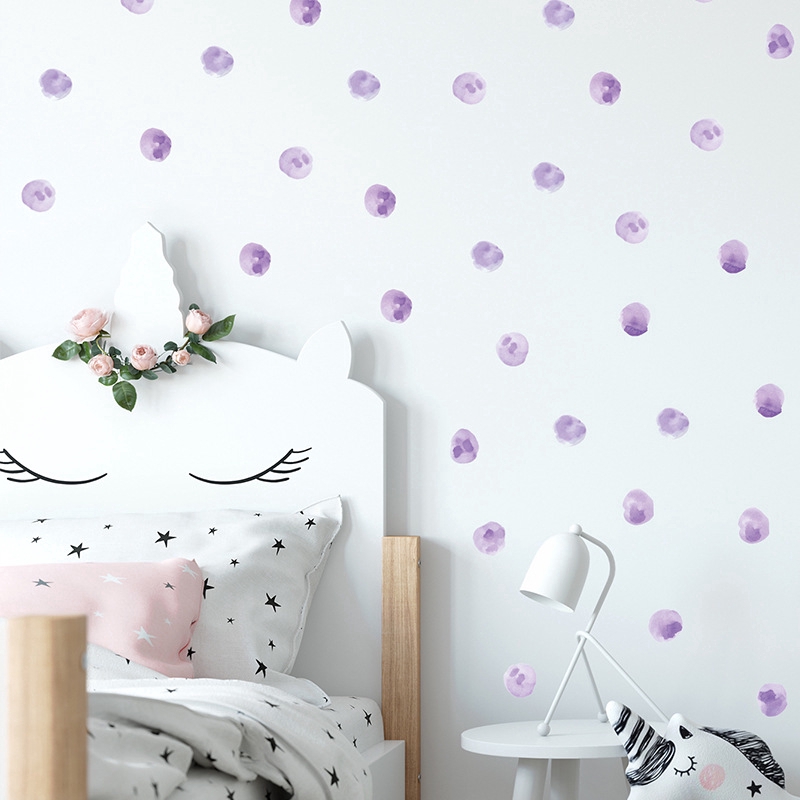 zooyoo-สติ๊กเกอร์ติดผนัง-watercolor-purple-wave-point-wall-sticker