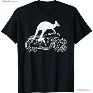 เสื้อยืดโอเวอร์ไซส์แฟชั่นที่กำหนดเอง แฟชั่นสบายๆ เสื้อ Kangaroo Riding Motorbike Australia Motorcycle Bikers Funny T-Shi