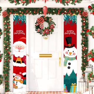 【AG】1Pair Curtain Couplet Attractive Cartoon Pattern Vibrant Color Nutcracker Pattern Christmas Hanging Banner for Home