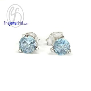 Finejewelthai-ต่างหูอะความารีน-ต่างหูพลอย-พลอยประจำเดือนเกิด-Aquamarine-Silver-Earring-Birthstone-E1025aq_5m