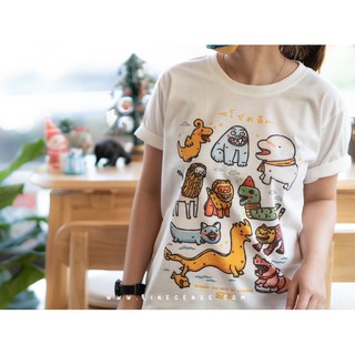 เสื้อยืดผ้าฝ้ายพิมพ์ลายขายดี🍀" โ ช ค ดี "🍀 t-shirt collection กับ #หิมพานต์มาร์ชเมลโล่ เสื้อยืด “สีออฟไวท์”