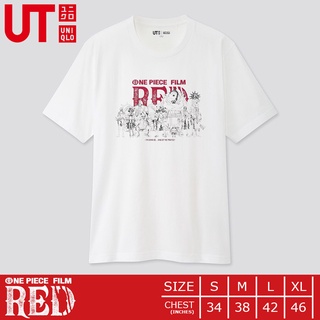 ✔☞▷เสื้อยืดผ้าฝ้ายพรีเมี่ยมเสื้อยืดวันพีช Uniqlo UT - One Piece Film Red 00