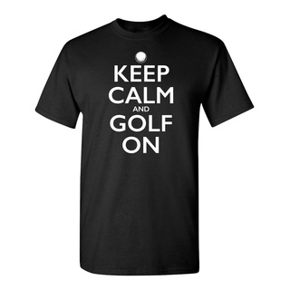 [100% Cotton] ใหม่ เสื้อยืด ลาย Keep Calm And Golf ดีไซน์ตลก อัตราการส่งคืนสูงมาก