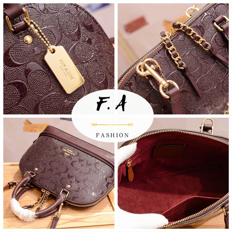 f-a-ของแท้-100-coach-55450-กระเป๋าสะพายข้างผู้หญิง-ladies-small-handbag-patent-embossed-leather-shell-bag-handbag