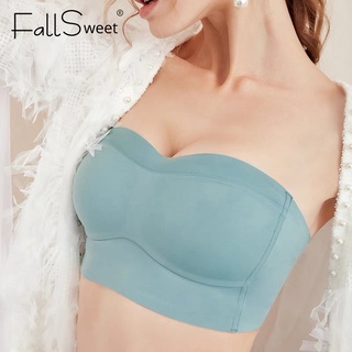 Fallsweet ลื่น Bra Bralette ไร้สายชุดชั้นในสตรี Soft Cup