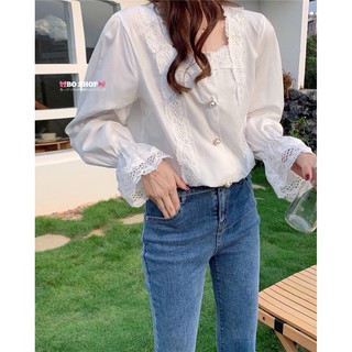 Boshop ผ้าคอตต้อน เนื้อดีมากใส่สบายไม่ร้อน ทรงสวยใส่ง่าย กระดุมจริง แต่งลูกไม้แพงจ้า🎉🎉