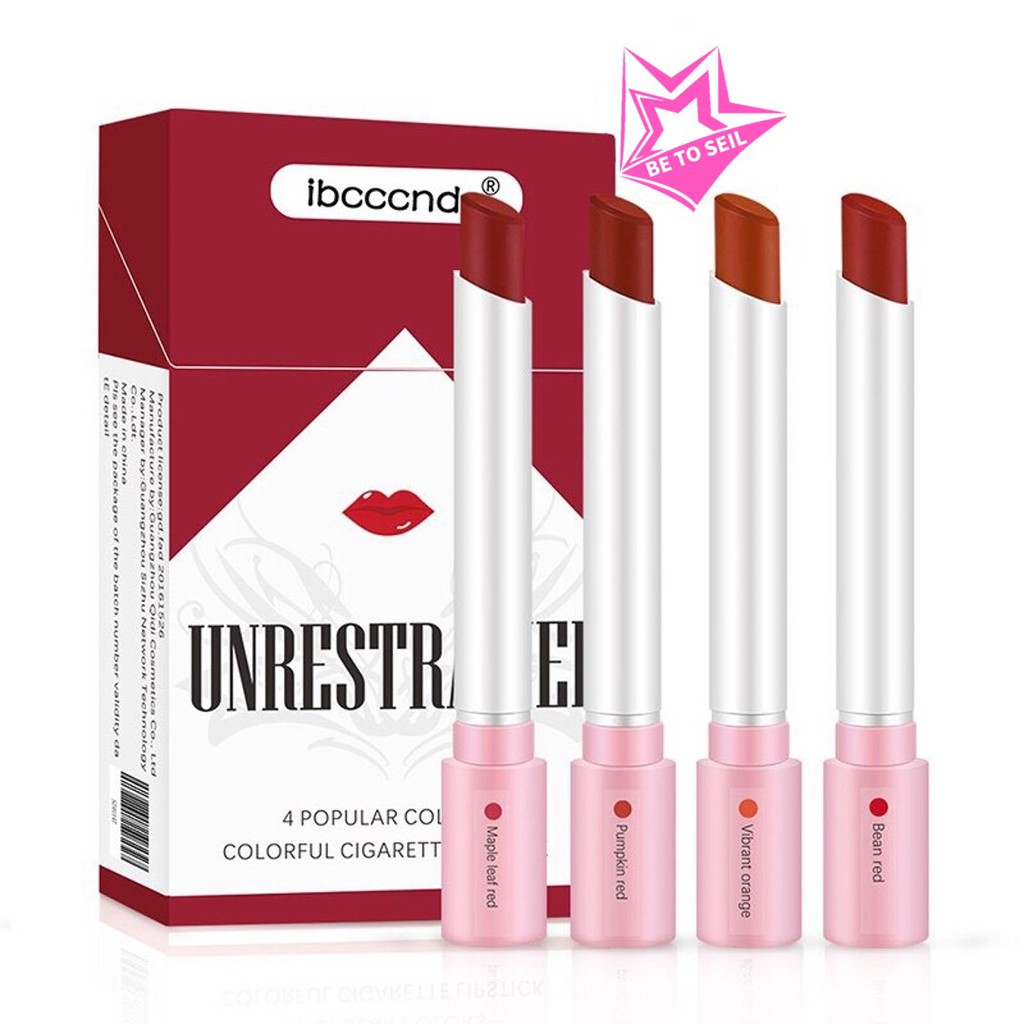 ลิปสติก-4-สีในกล่องเดียว-สีสันสดใส-สียอดนิยม-พกพาสะดวก-ลิปสติกติดทนนาน