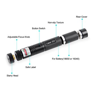 ภาพขนาดย่อของภาพหน้าปกสินค้าLaser303 เลเซอร์แสงสีเขียว Green Laser Pointer เลเซอร์แรงสูงรุ่น 303 ลำแสงสีเขียว ตัวใหญ่ (Green laser) จากร้าน chaiya2626 บน Shopee ภาพที่ 5