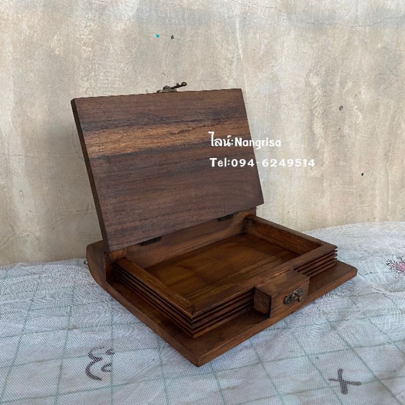 กล่องไม้สัก-กล่องทรงหนังสือ-กล่องใส่ของกระจุกกระจิก-ผลิตจากไม้สักแท้