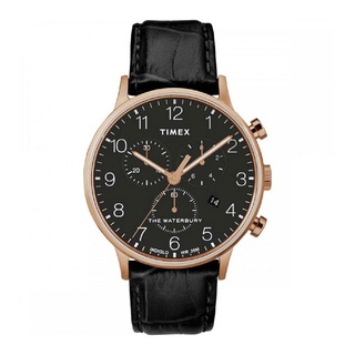 Timex TW2R72000 นาฬิกาข้อมือผู้ชายและผู้หญิง สายหนัง Rose Gold Tone"