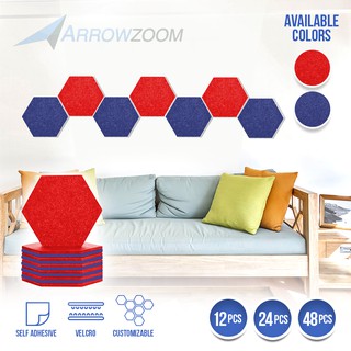 Arrowzoom สติ๊กเกอร์ตกแต่งผนัง 48 ชิ้นสีผสมกาวผสมและจับคู่หกเหลี่ยมรู้สึกผนังแผงปรับปรุงบ้านตกแต่งบ้านและที่อยู่อาศัย AZ1224