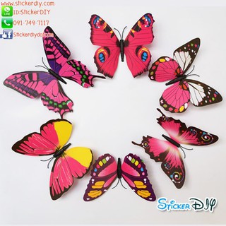 PVC Wall sticker สติ๊กเกอร์ติดผนัง 3D butterfly สไตล์D (กว้างfree.xสูงfree.)