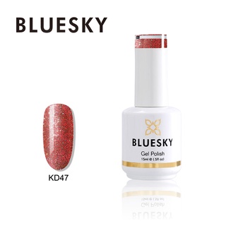 สีเจล  Bluesky gel polish KD47 กลิตเตอร์แดง