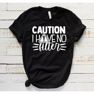 เสื้อยืด ลาย Caution I Have No Filter สําหรับผู้ใหญ่