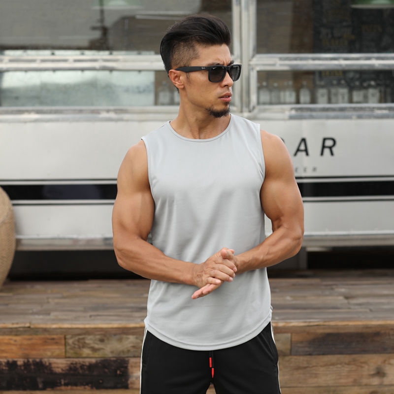 เสื้อกล้ามผู้ชาย-mens-sports-solid-vest-training-quick-drying-breathable-sleeveless-tank-top