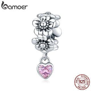 BAMOER Romantic Flower Series Love Flower Charm 925 Sterling Silver