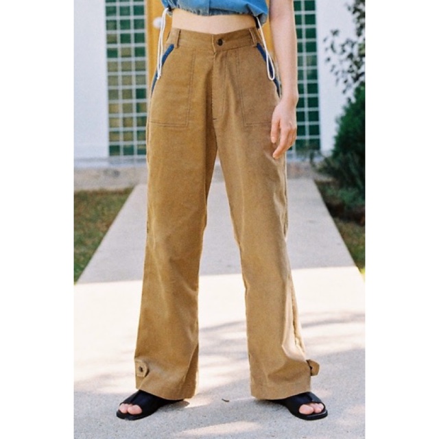 khaki-pants-กางเกงขายาว-เอวสูง-ทรงกระบอก-สีกากี