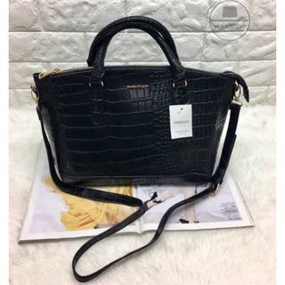 MANGO CROC HANDBAG (outlet) สีดำ