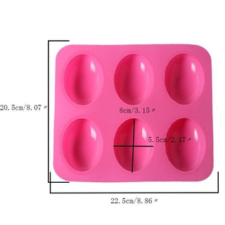 แม่พิมพ์สบู่ ซิลิโคน แม่พิมพ์สบู่ 6 ช่อง 90 กรัม ทรงรี  1ช่อง : 5 * 8 * 2.5 CM  บล็อก ขนม ทำสบู่ก้อน ซิลิโคน ทนความร้อน