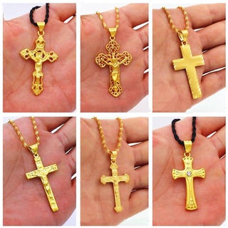 Cross Necklace Unisex Golden Clavicle Chain Alloy Non-Fading Pendant Ornaments