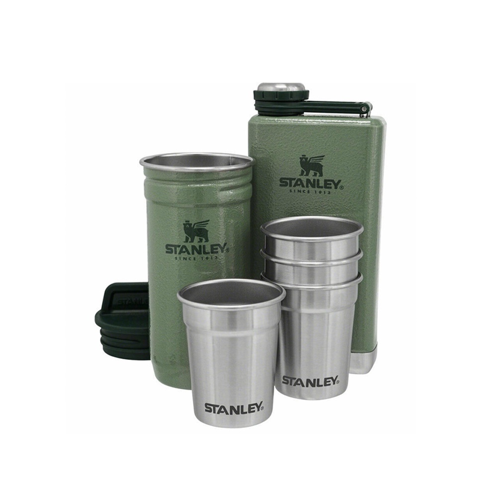 stanley-แก้ว-รุ่น-adventure-steel-shots-flask-gift-set-hammertone-green