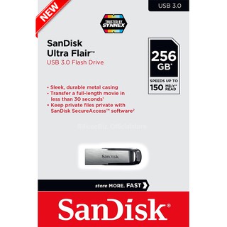 สินค้า SanDisk Ultra Flair Flash Drive USB 3.0 256GB Speed 150MB/s (SDCZ73_256G_G46) แฟลตไดซ์ แซนดิส ประกัน Synnex 5 ปี