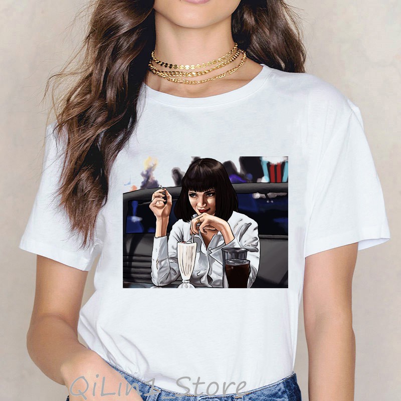 เสื้อเด็กหญิง-เยื่อกระดาษนิยายภาพยนตร์-mia-wallace-เสื้อผู้หญิงฤดูร้อนเควนติน-tarantino-ulzzang-เ