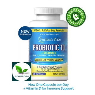 ภาพหน้าปกสินค้าPuritan\'s Pride Probiotic 10 with Vitamin D / 60 Capsules [20 billion] ที่เกี่ยวข้อง