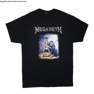 คอลูกเรือเสื้อยืดคอกลมเสื้อยืด แขนสั้น พิมพ์ลาย Megadeth COUNTDOWN HOURGL ไซซ์ XLผ้าฝ้ายแท้