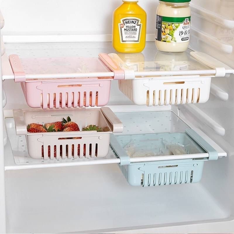ตะกร้าจัดระเบียบในตู้เย็น-ใช้ล้างผักได้-ยืดได้-หดได้