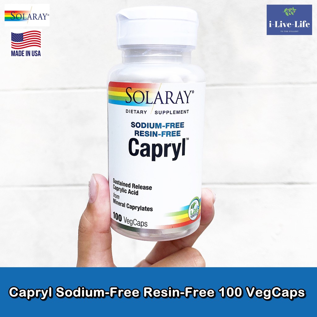กรดคาไพรลิก Capryl Sodium-Free Resin-Free 100 VegCaps - Solaray ...