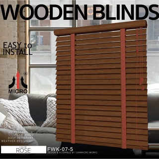 มู่ลี่ไม้ โฟมวู๊ด FWK07  ไมโคร (DIY.) สี ROSE เทปผ้า สี ROSE กันความร้อนและแสงแดด Foam wood blinds แบรน์แท้ไมโคร