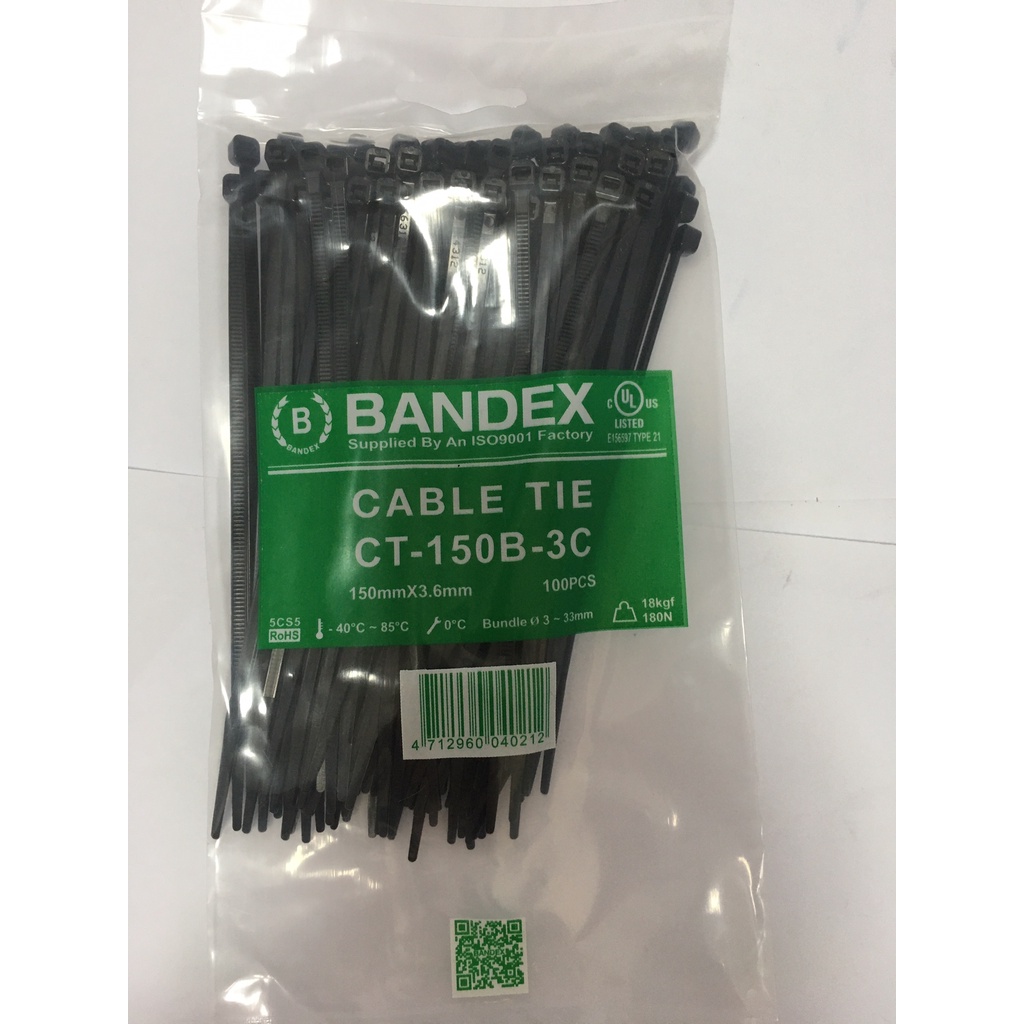 bandex-cable-tie-nylon-black-color-100เส้น-ถุง-ราคาต่อแพ็ค-สามารถออกใบกำกับภาษีได้ค่ะ