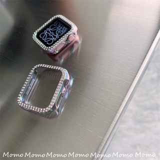 สินค้า เคสนาฬิกาข้อมือ Pc แบบแข็ง ประดับเพชร แถวคู่ หรูหรา สําหรับ Apple Watch Series 6 SE 5 4 40 มม. 44 มม. 38 มม. 42 มม.