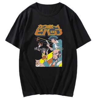 เสื้อยืดผ้าฝ้ายพิมพ์ลายขายดี Kawaii เสื้อยืดแขนสั้น พิมพ์ลายการ์ตูนคาวบอย Bebop สไตล์ฮิปฮอป คลาสสิก เหมาะกับฤดูใบไม้ผลิ