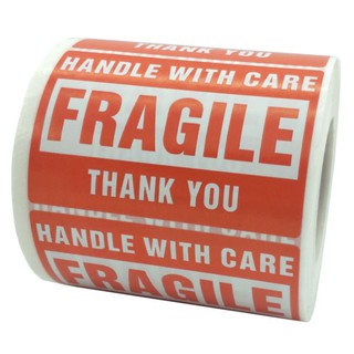 สติ๊กเกอร์ FRAGILE สำหรับติดกล่องพัสดุ แบบม้วน สีสวย
